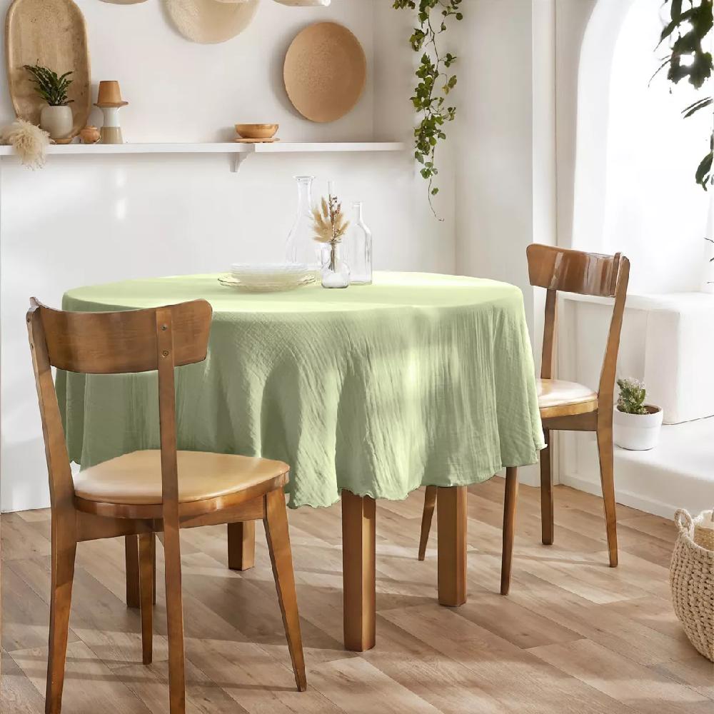 eminza Nappe ronde gaze de coton (180 cm) Gaïa Vert tilleul