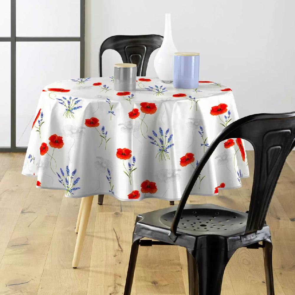 eminza Nappe ronde tissu PVC (D160 cm) Sisteron Rouge