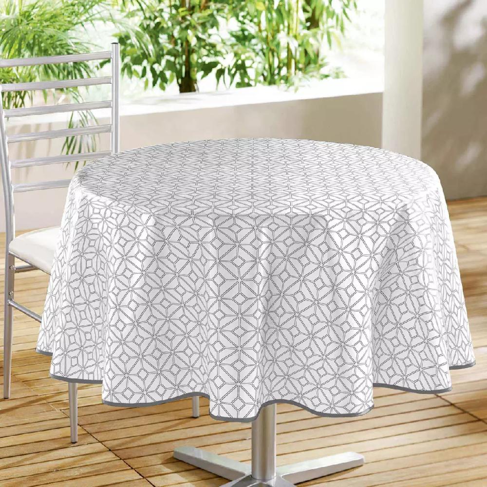 eminza Nappe ronde toile cirée (D160 cm) Moderna Blanche