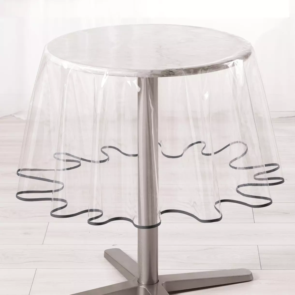eminza Nappe ronde toile cirée transparente (D180 cm) Garden Anthracite