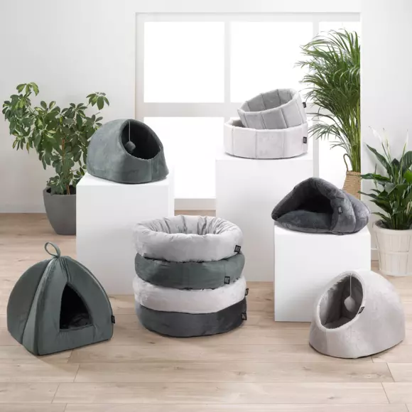 Eminza Niche D'intérieur Avec Jouet Pour Chat Sweet L35 Cm Gris Clair