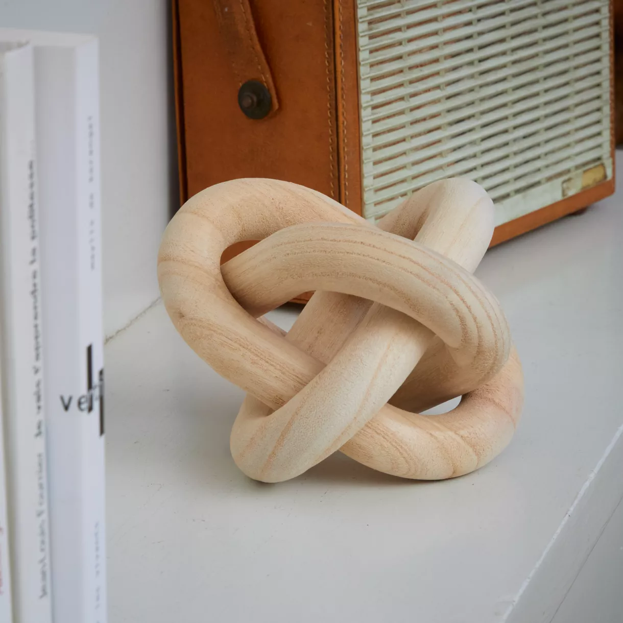 eminza Nœud en bois à poser (15 x 15 cm) Chaîne Beige
