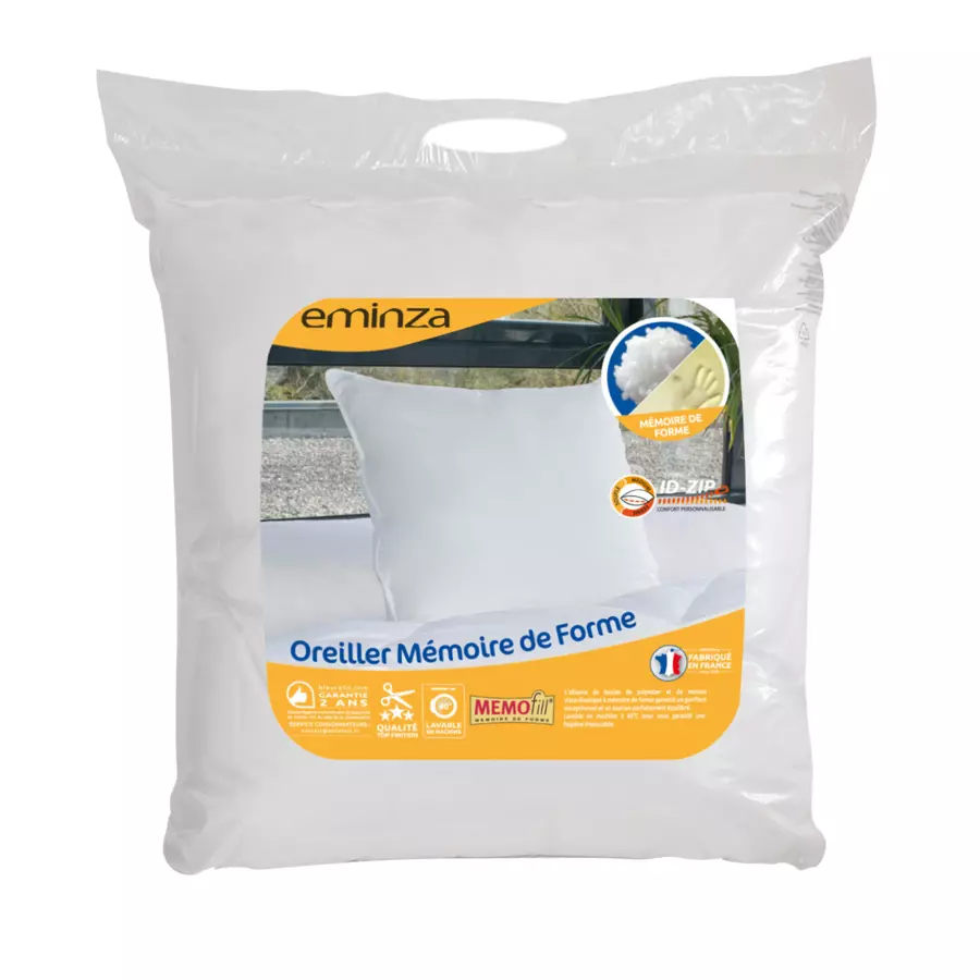 Eminza Oreiller Carré (60 X 60 Cm) Mémoire De Forme Blanc