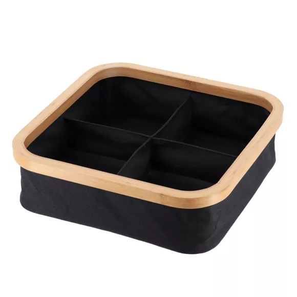 Eminza Organisateur Carré Pliable 4 Compartiments (L30 X H10 Cm) Purebamboo Noir