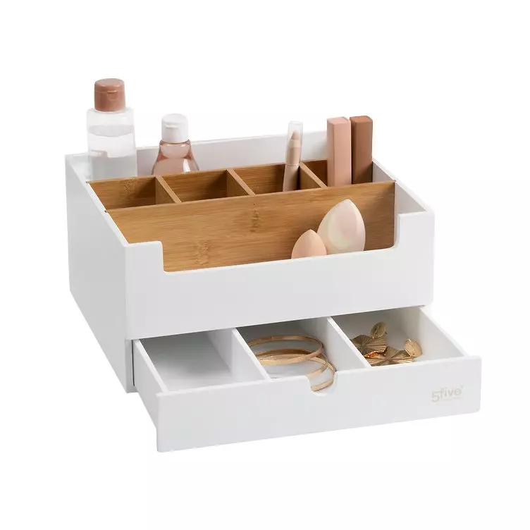 eminza Organisateur de maquillage 1 tiroir Natureo Blanc