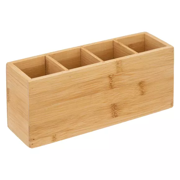 Eminza Organisateur De Maquillage 4 Compartiments Bambou