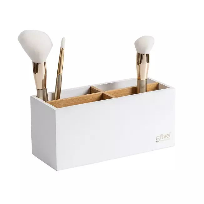 eminza Organisateur de maquillage 4 compartiments Natureo Blanc