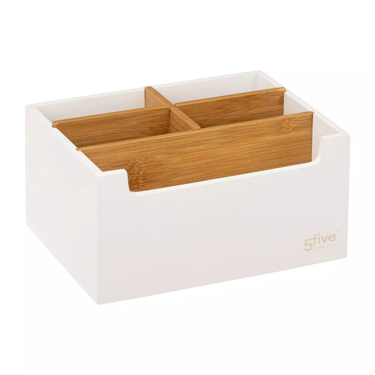 eminza Organisateur de maquillage 5 compartiments Natureo Blanc