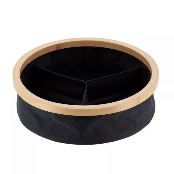 Eminza Organisateur Rond Pliable 3 Compartiments (D30 X H10 Cm) Purebamboo Noir