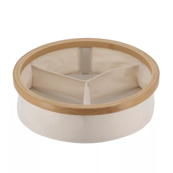 Eminza Organisateur Rond Pliable 3 Compartiments (D30 X H10 Cm) Purebamboo Ecru