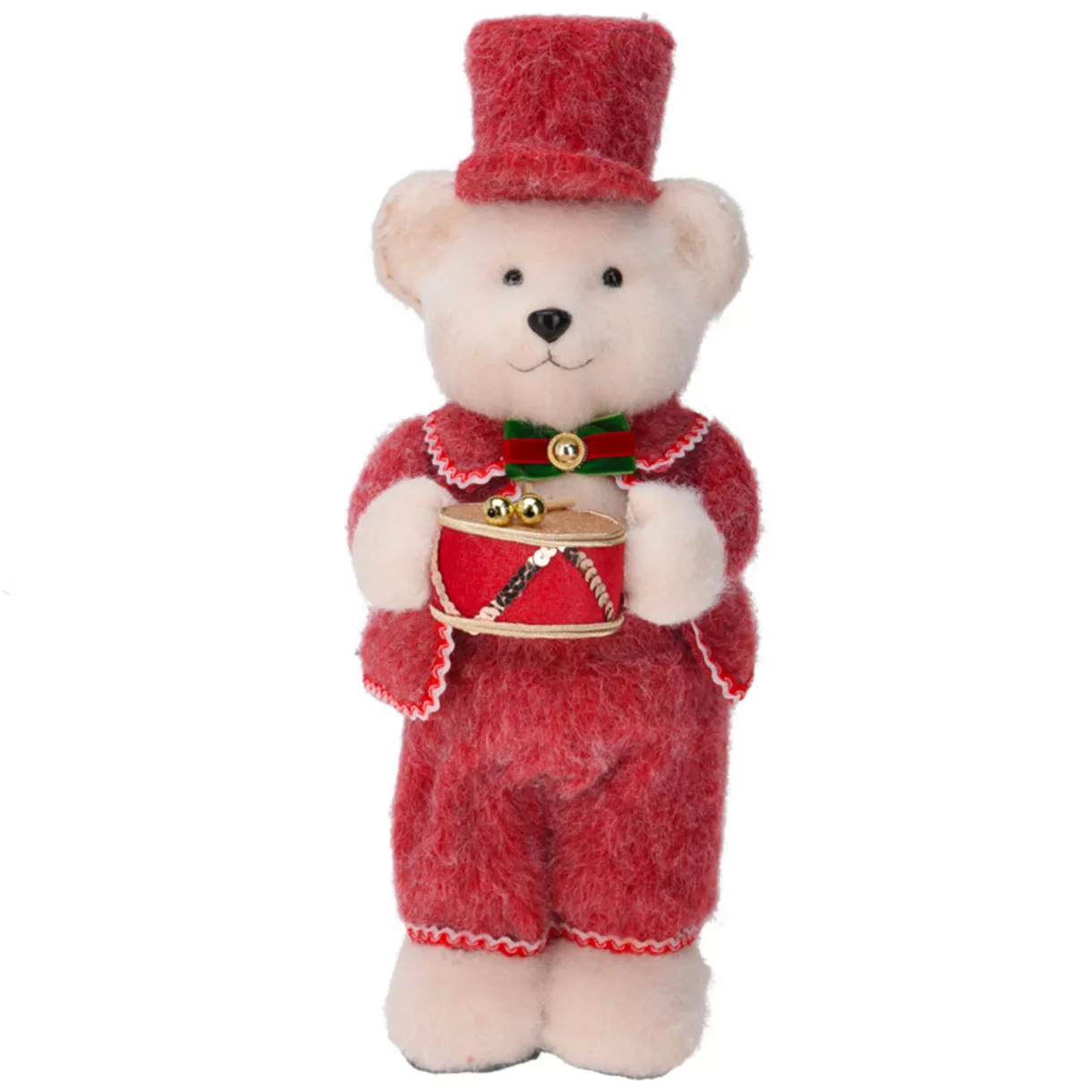 eminza Ours de Noël déco (H41 cm) Petit tambour debout Rouge