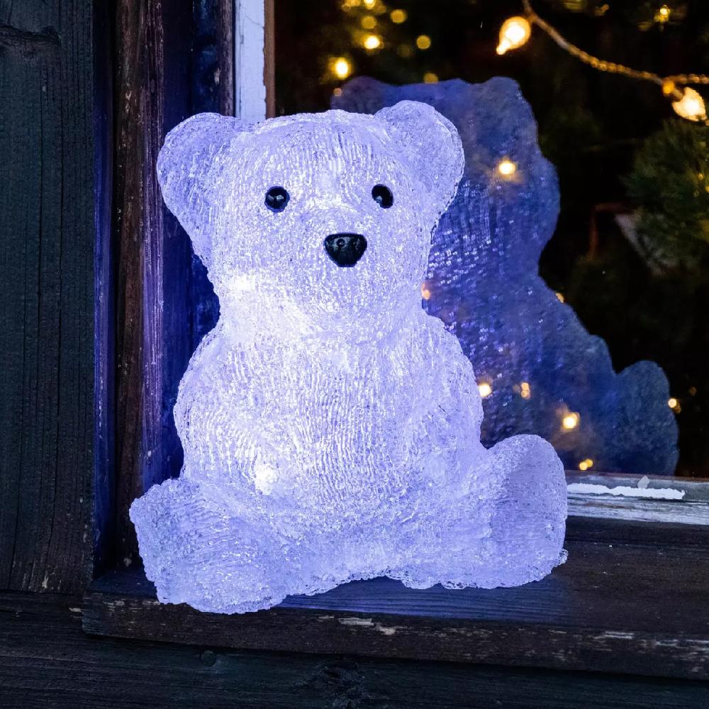 eminza Ours lumineux à piles 16 LED (H20 cm) Paulo Blanc froid