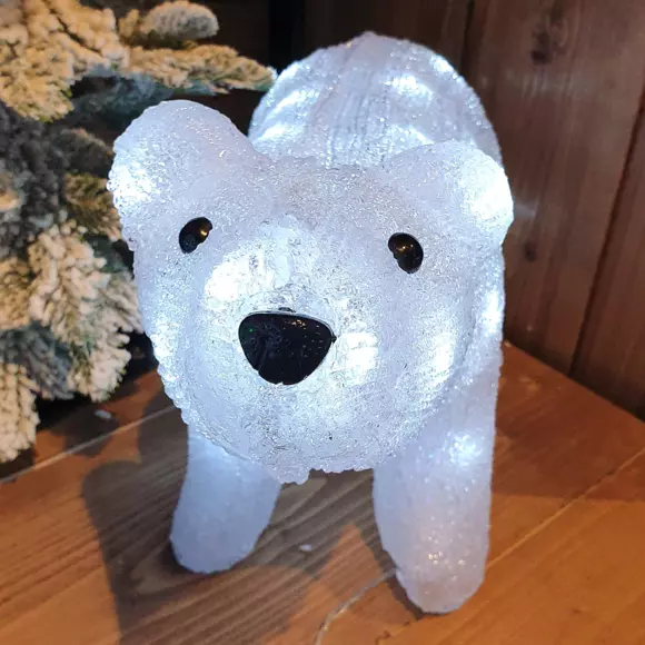 Eminza Ours Lumineux Solaire 40 LED (H24 Cm) Titouan Blanc Froid