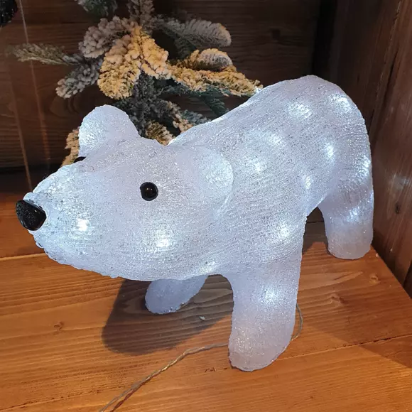Eminza Ours Lumineux Solaire 40 LED (H24 Cm) Titouan Blanc Froid