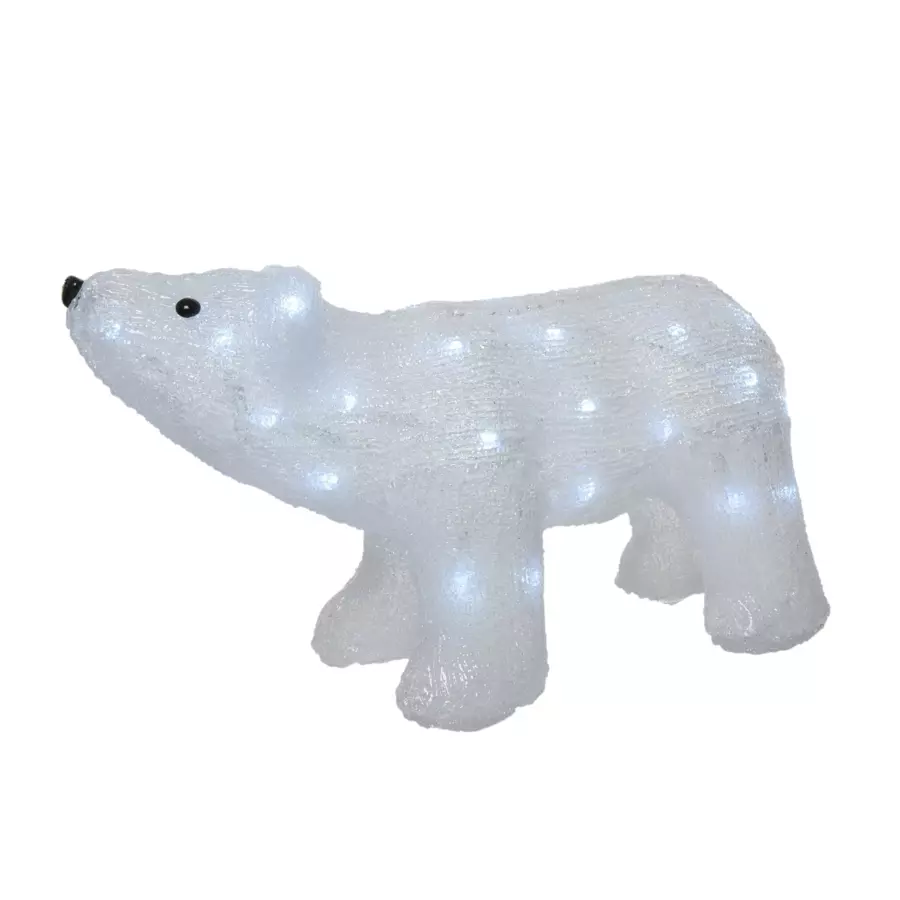 Eminza Ours Lumineux Solaire 40 LED (H24 Cm) Titouan Blanc Froid