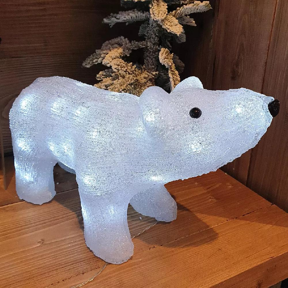 eminza Ours lumineux solaire 40 LED (H24 cm) Titouan Blanc froid