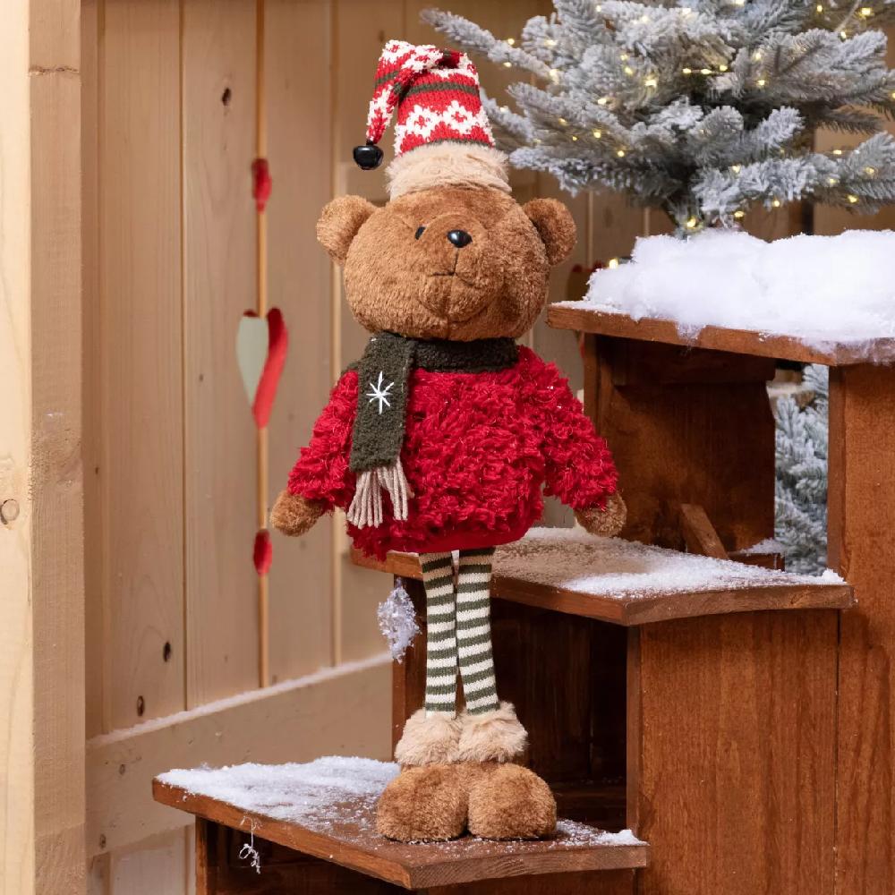 eminza Ourson de Noël déco (H54 cm) Pippin à la montagne