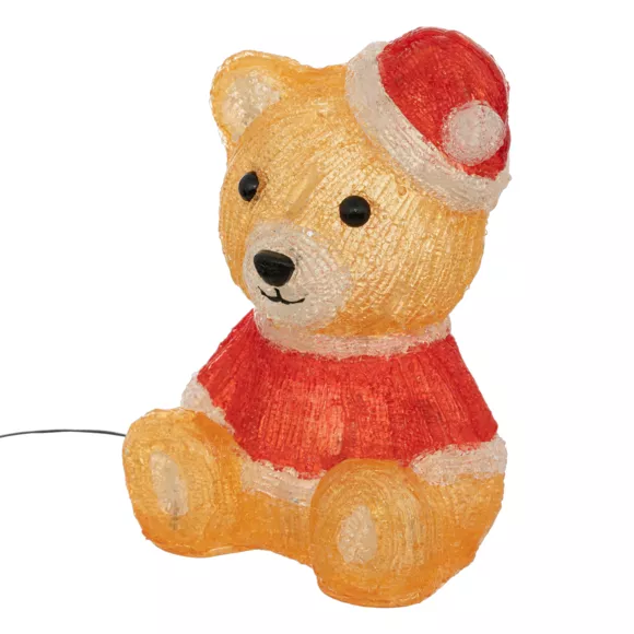 Eminza Ourson Lumineux à Piles 28 LED (H24 Cm) Maël Blanc Froid