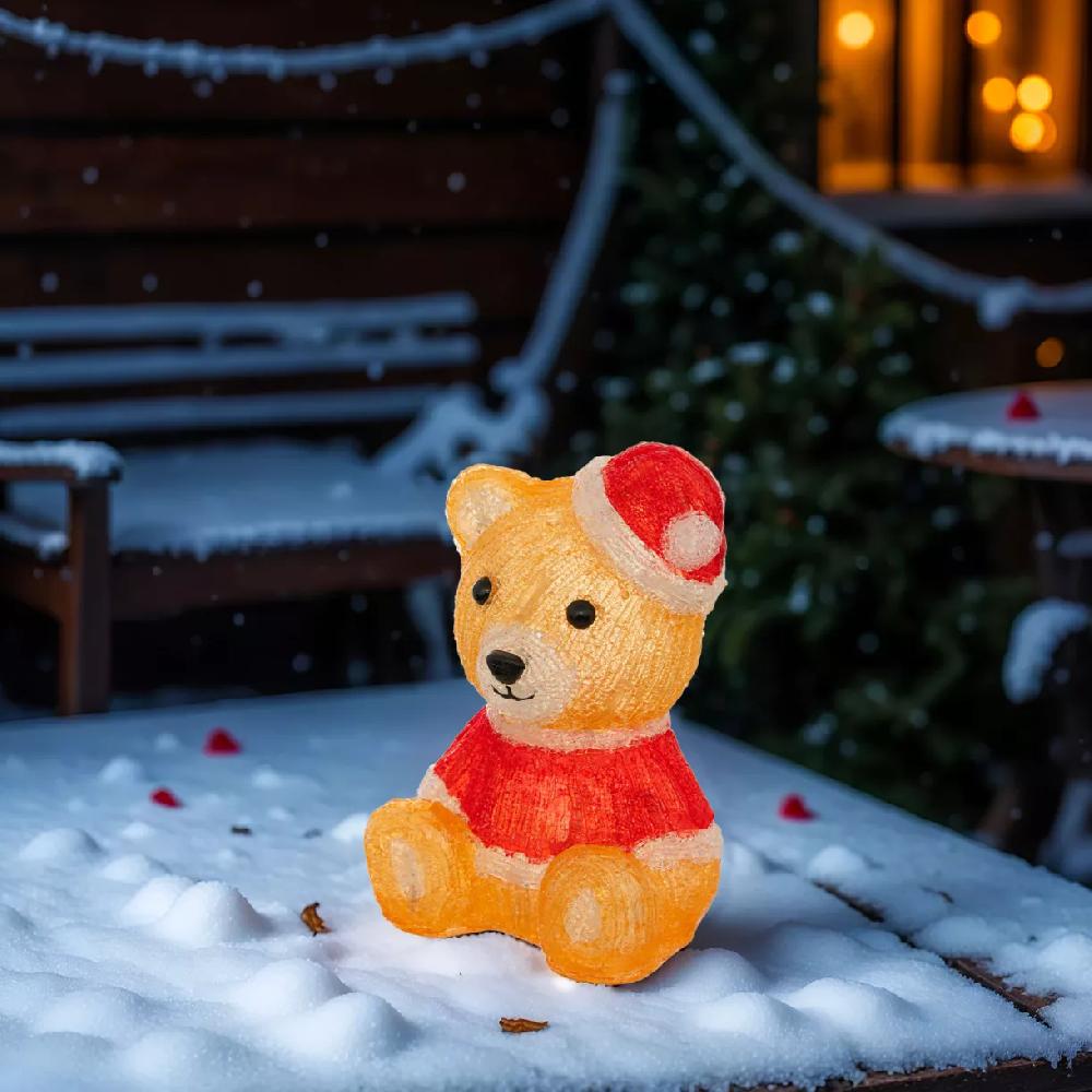 eminza Ourson lumineux à piles 28 LED (H24 cm) Maël Blanc froid