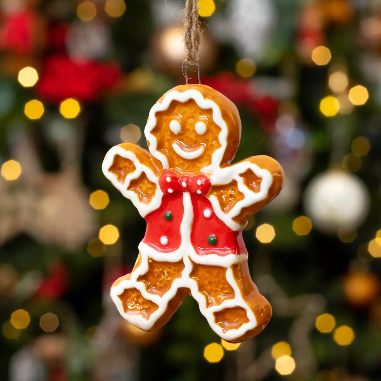 eminza Pain d'épice Mario de Noël à suspendre (H9 cm) Rouge