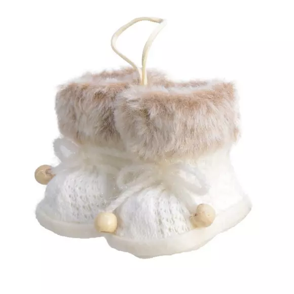 Eminza Paire D'après-skis Fourrure De Noël (H7 Cm) Blanc