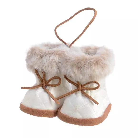 Eminza Paire D'après-skis Fourrure De Noël (H7 Cm) Marron