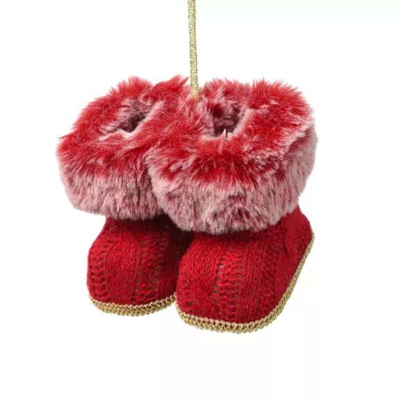 Eminza Paire De Bottes à Suspendre (H10 Cm) Cosy Fourrure Rouge