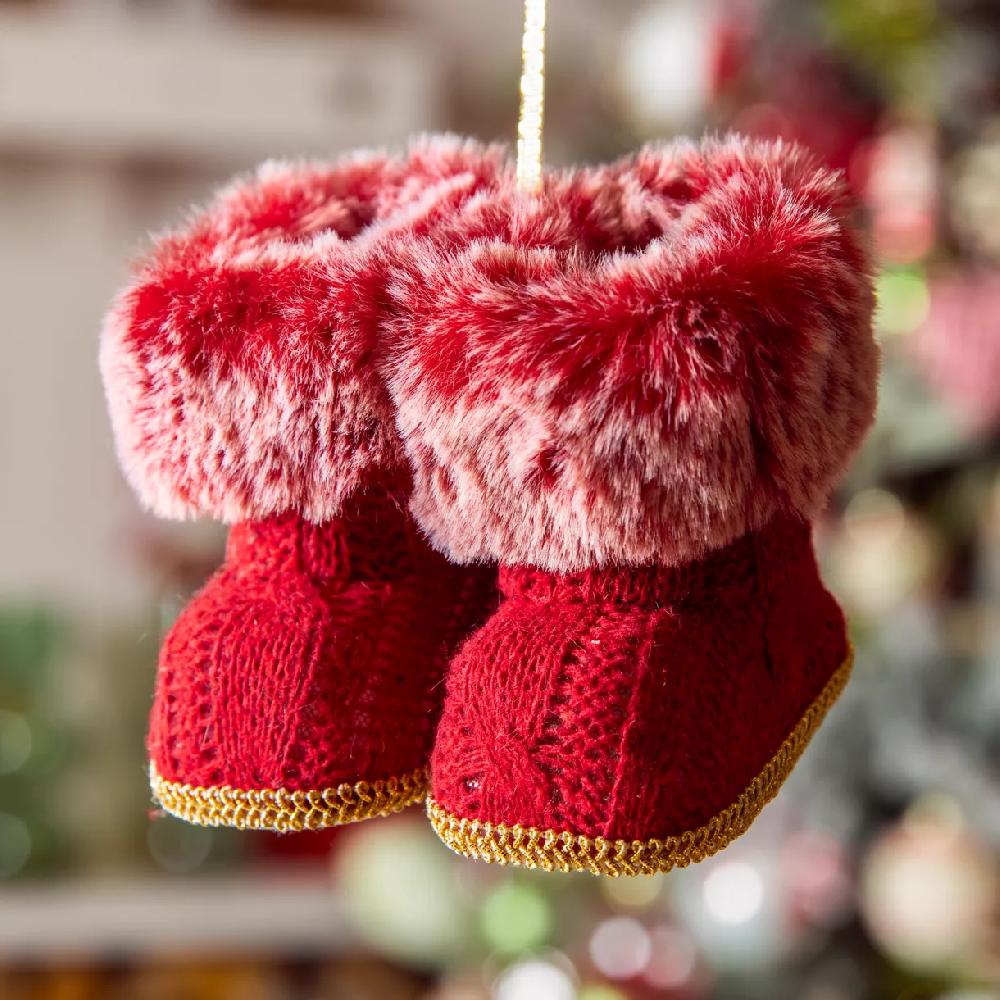 eminza Paire de bottes à suspendre (H10 cm) Cosy Fourrure Rouge