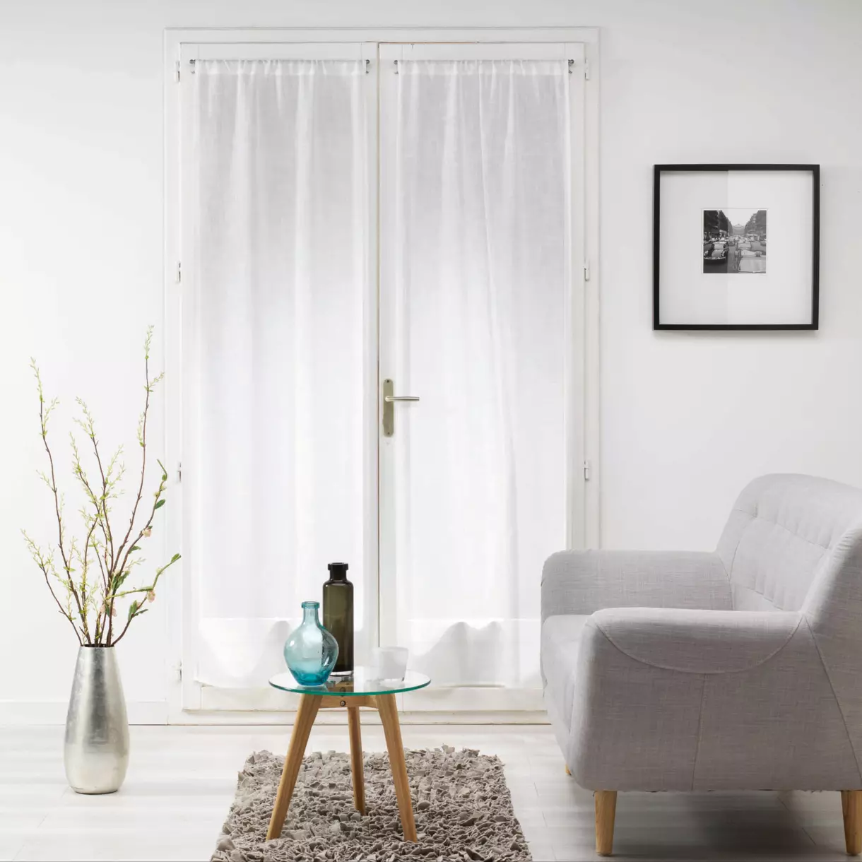 eminza Paire de voilages passe-tringle (70 x 200 cm) Milza Blanc