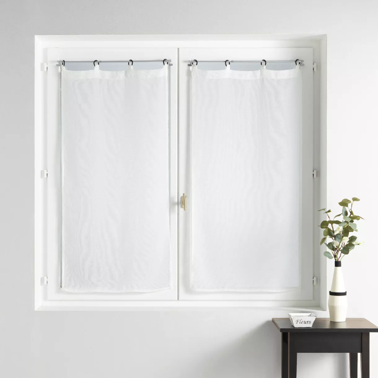 eminza Paire de voilages tissés oeillets (60 x 120 cm) Davina Blanc