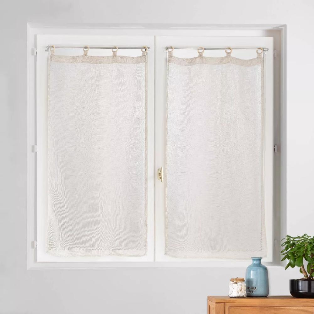 eminza Paire de voilages tissés œillets bois (60 x 120 cm) Minalisa Beige