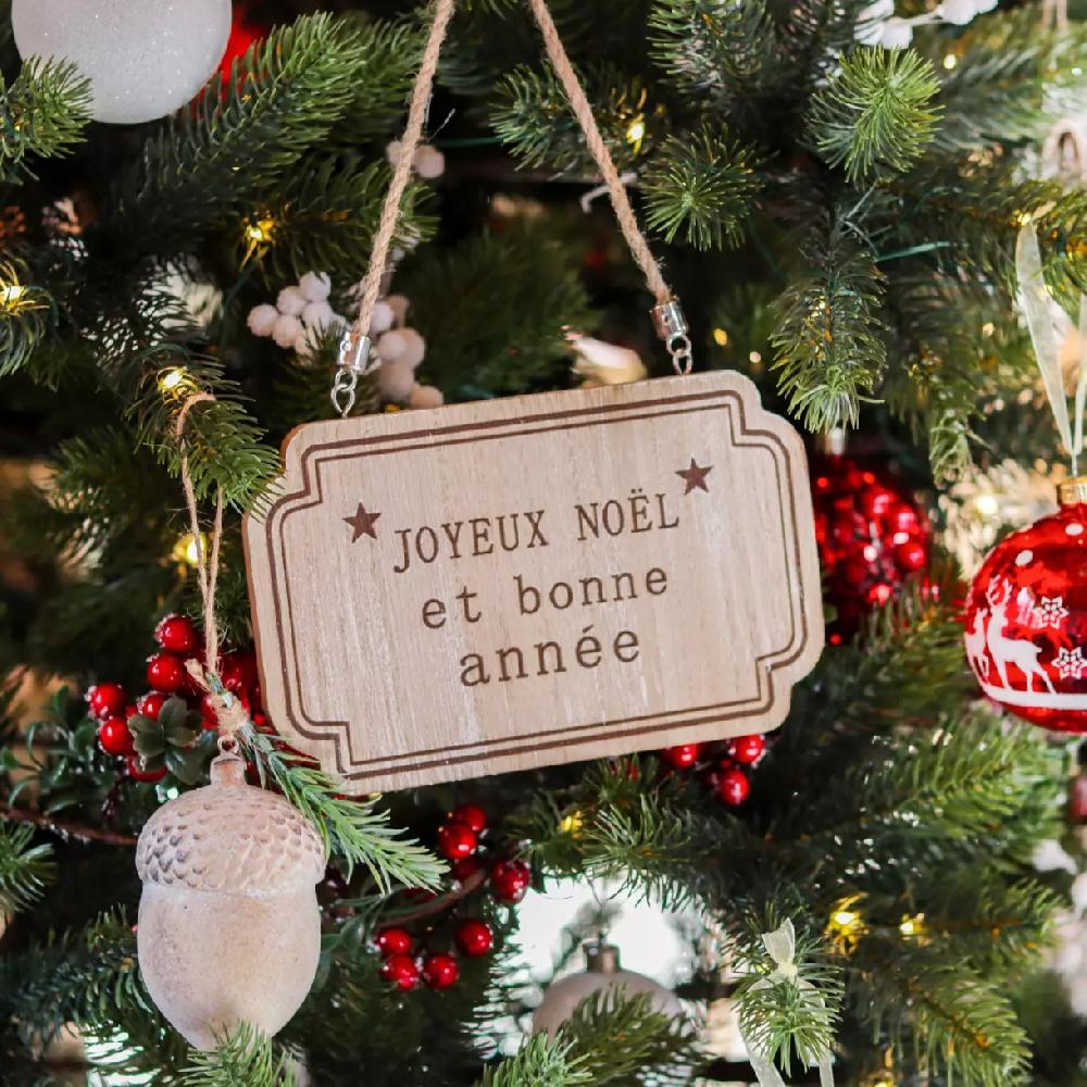 eminza Pancarte de Noël en bois (25 x H15 cm) Bonne année