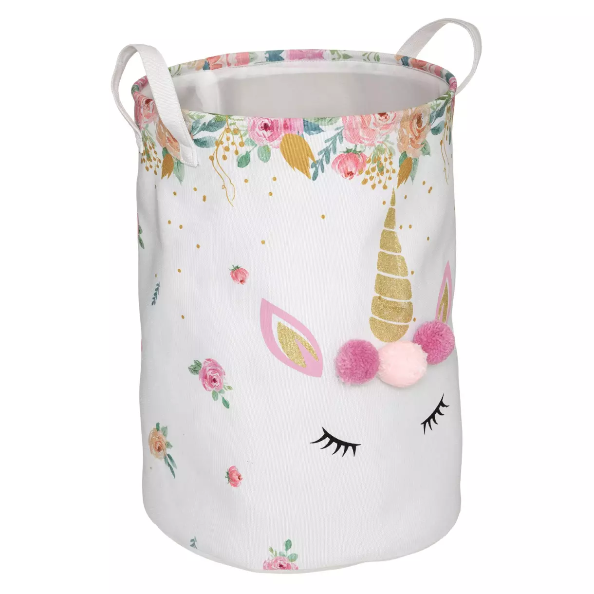 eminza Panier à jouets enfant (35 x 50 cm) Licorne Rose