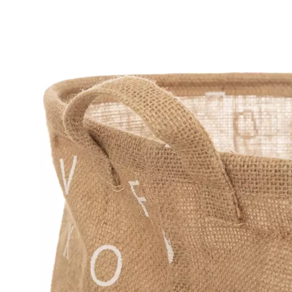 Eminza Panier à Jouets Jute (35 X 49 Cm) Alphabet Beige