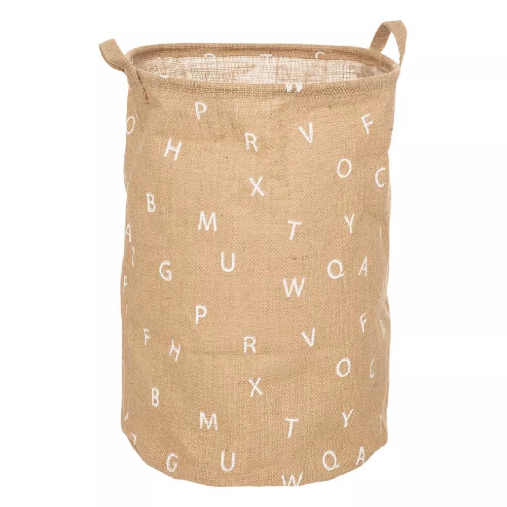 eminza Panier à jouets jute (35 x 49 cm) Alphabet Beige