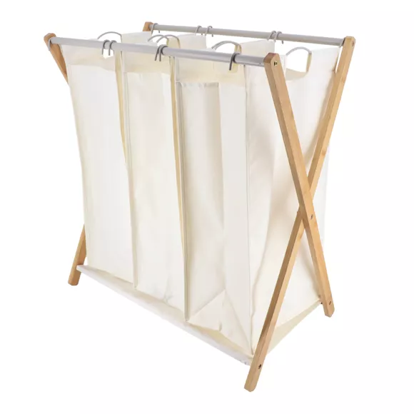 Eminza Panier à Linge 3 Compartiments (H76 Cm) Purebamboo Ecru