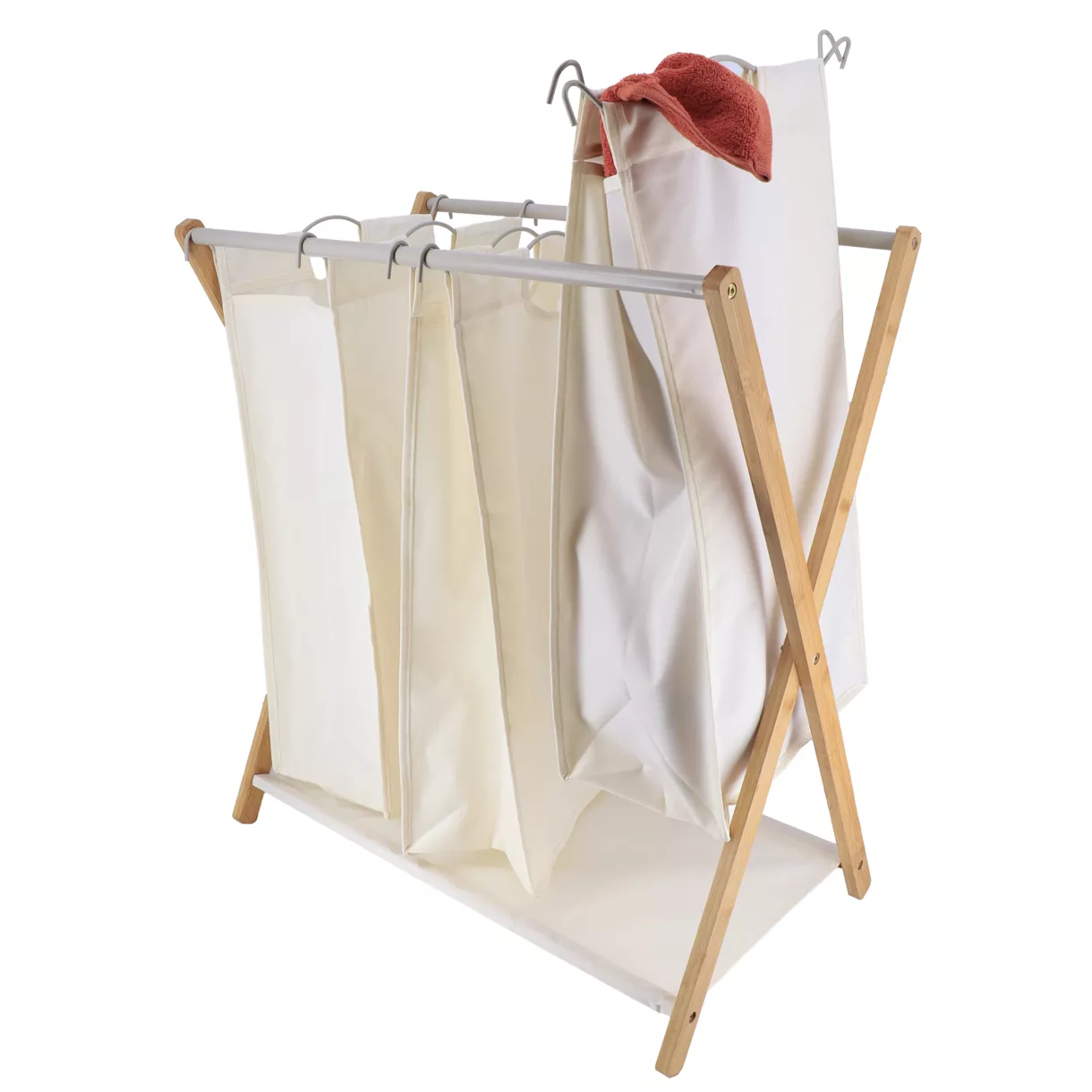 eminza Panier à linge 3 compartiments (H76 cm) Purebamboo Ecru