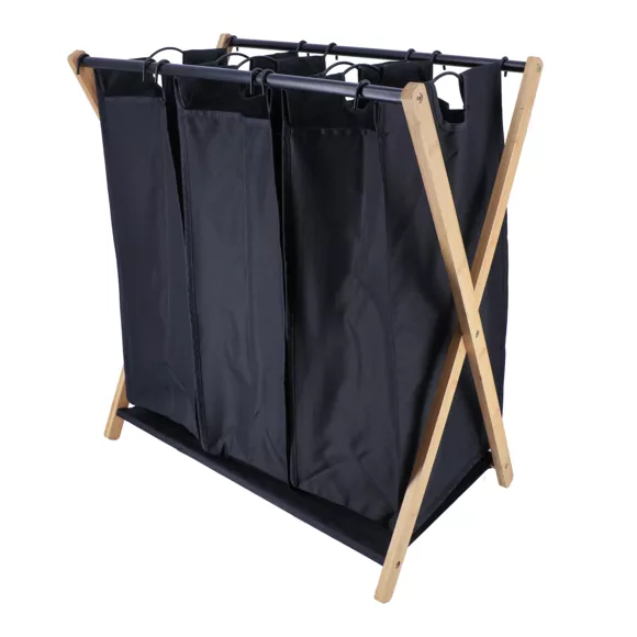 Eminza Panier à Linge 3 Compartiments (H76 Cm) Purebamboo Noir