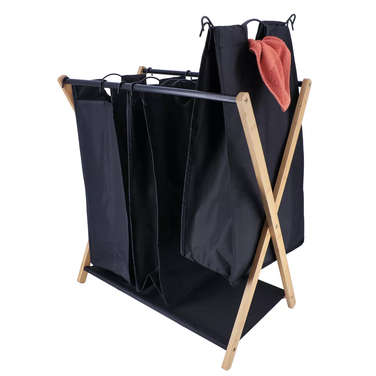 eminza Panier à linge 3 compartiments (H76 cm) Purebamboo Noir