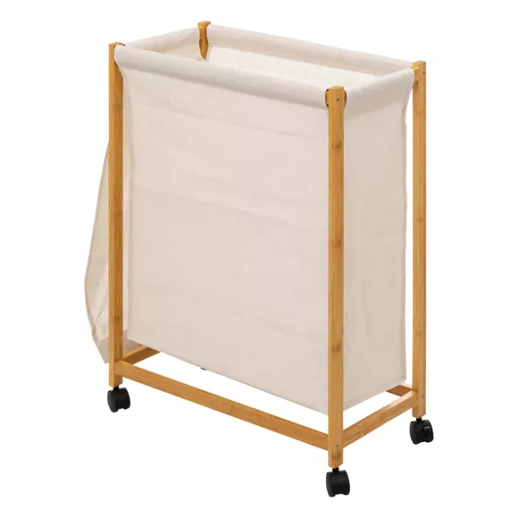 Eminza Panier à Linge à Roulettes (55 X 28 X 80 Cm) Livo Beige