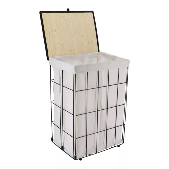 Eminza Panier à Linge Pliable (H60 Cm) Industriel Ecru