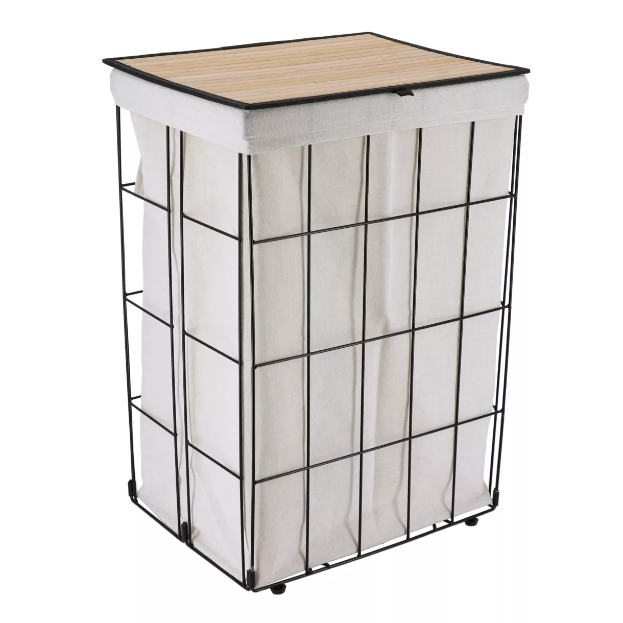 eminza Panier à linge pliable (H60 cm) Industriel Ecru