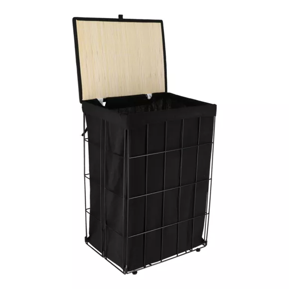 Eminza Panier à Linge Pliable (H60 Cm) Industriel Noir