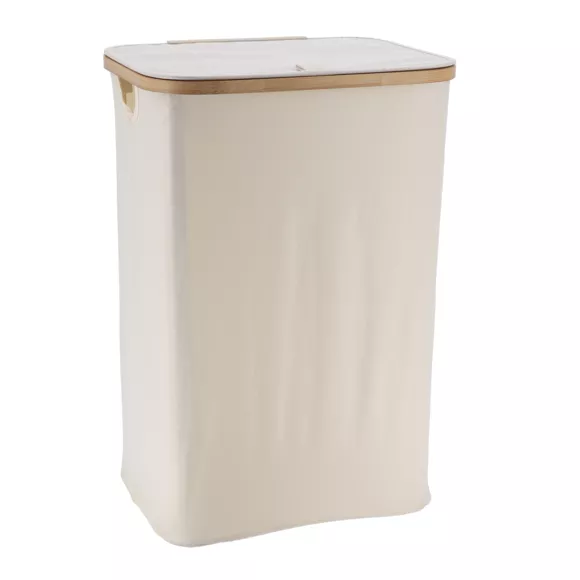 Eminza Panier à Linge Rectangulaire Et Pliable (H60 Cm) Purebamboo Ecru