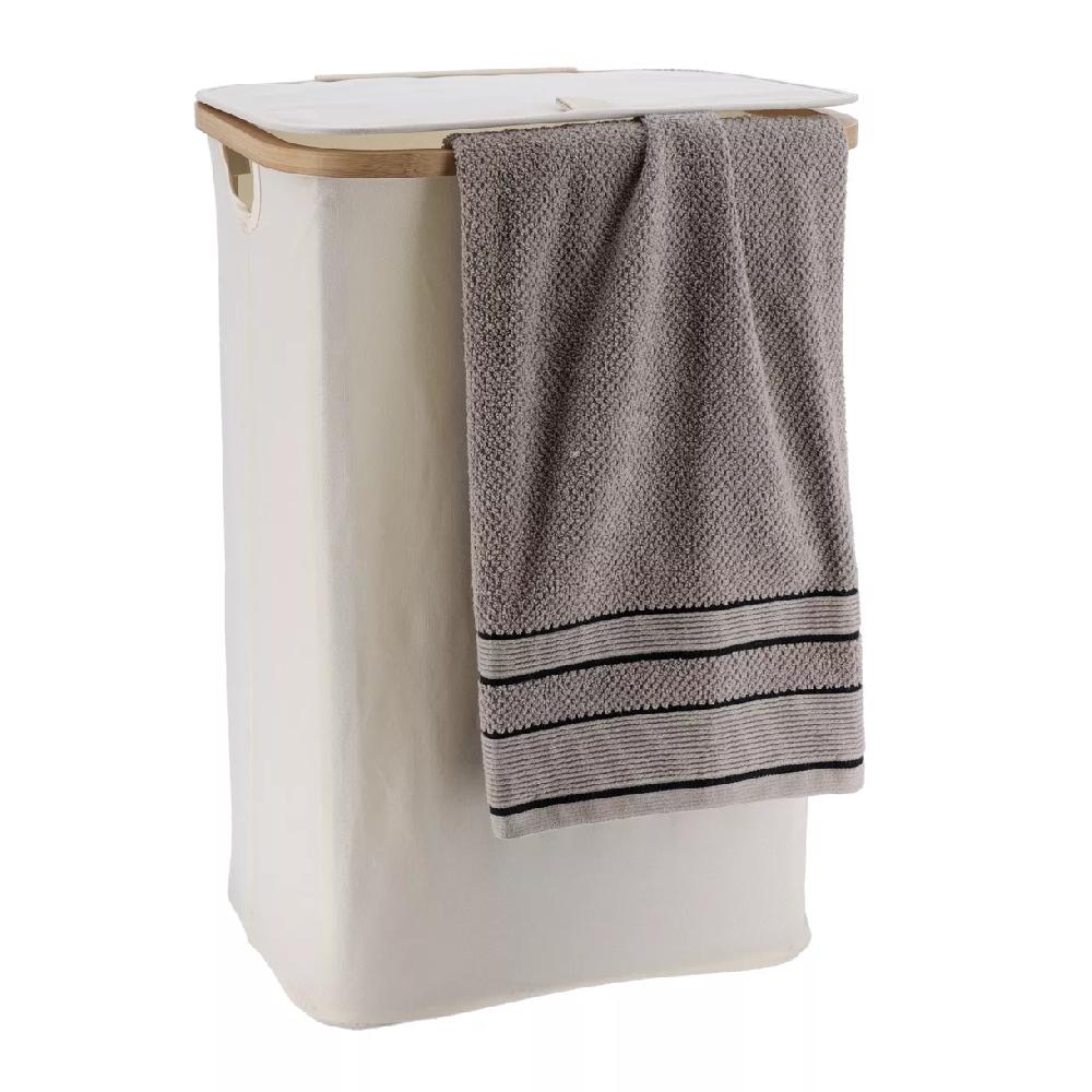 eminza Panier à linge rectangulaire et pliable (H60 cm) Purebamboo Ecru