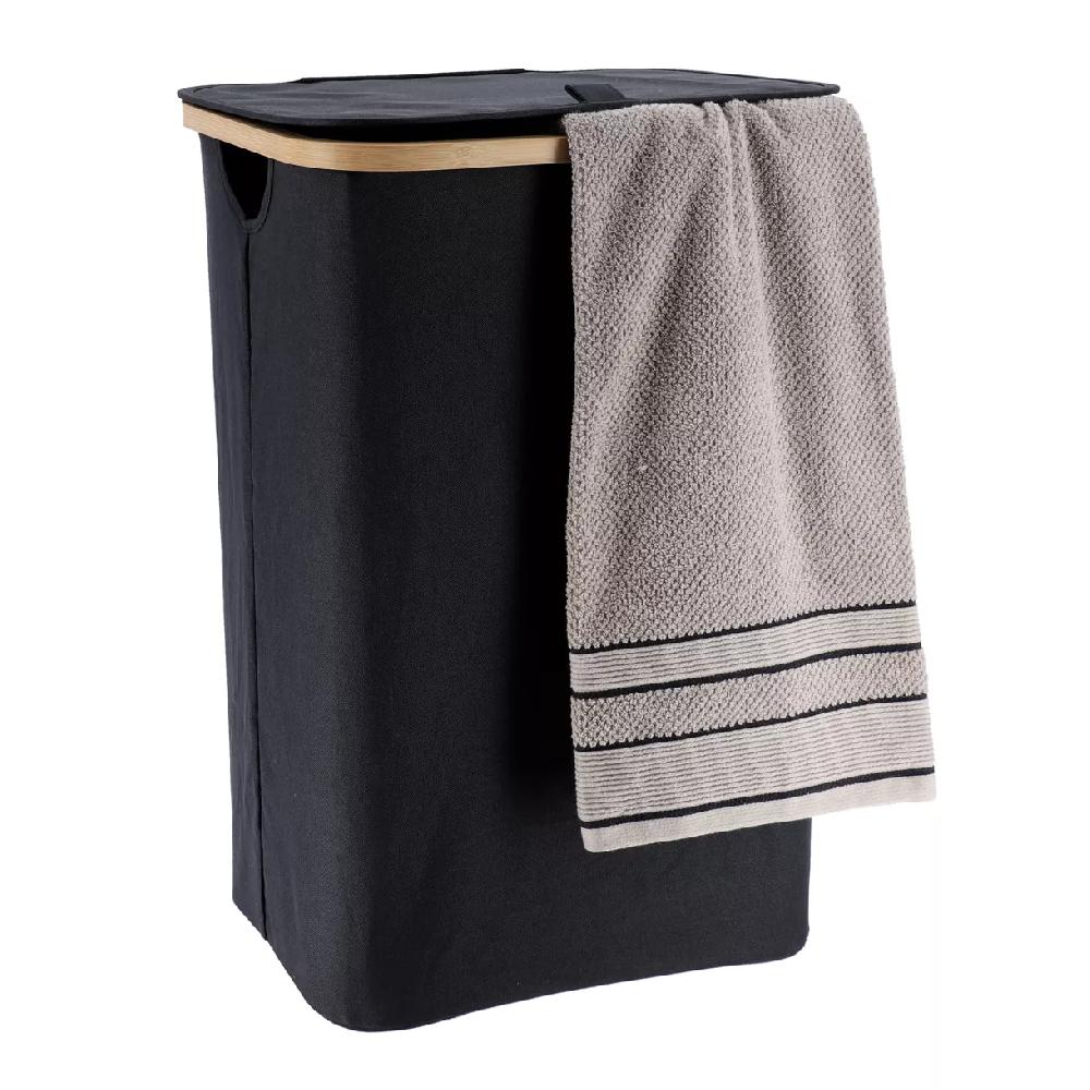 eminza Panier à linge rectangulaire et pliable (H60 cm) Purebamboo Noir