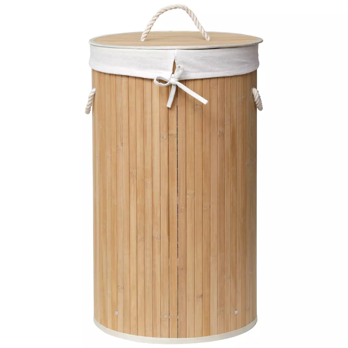 eminza Panier à linge rond en bambou (H60 cm) Anako Naturel