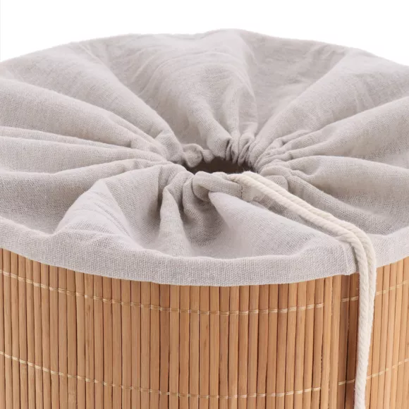 Eminza Panier à Linge Rond Et Pliable (H50 Cm) Harmonie Naturel