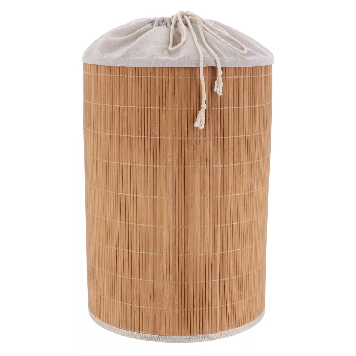 eminza Panier à linge rond et pliable (H50 cm) Harmonie Naturel