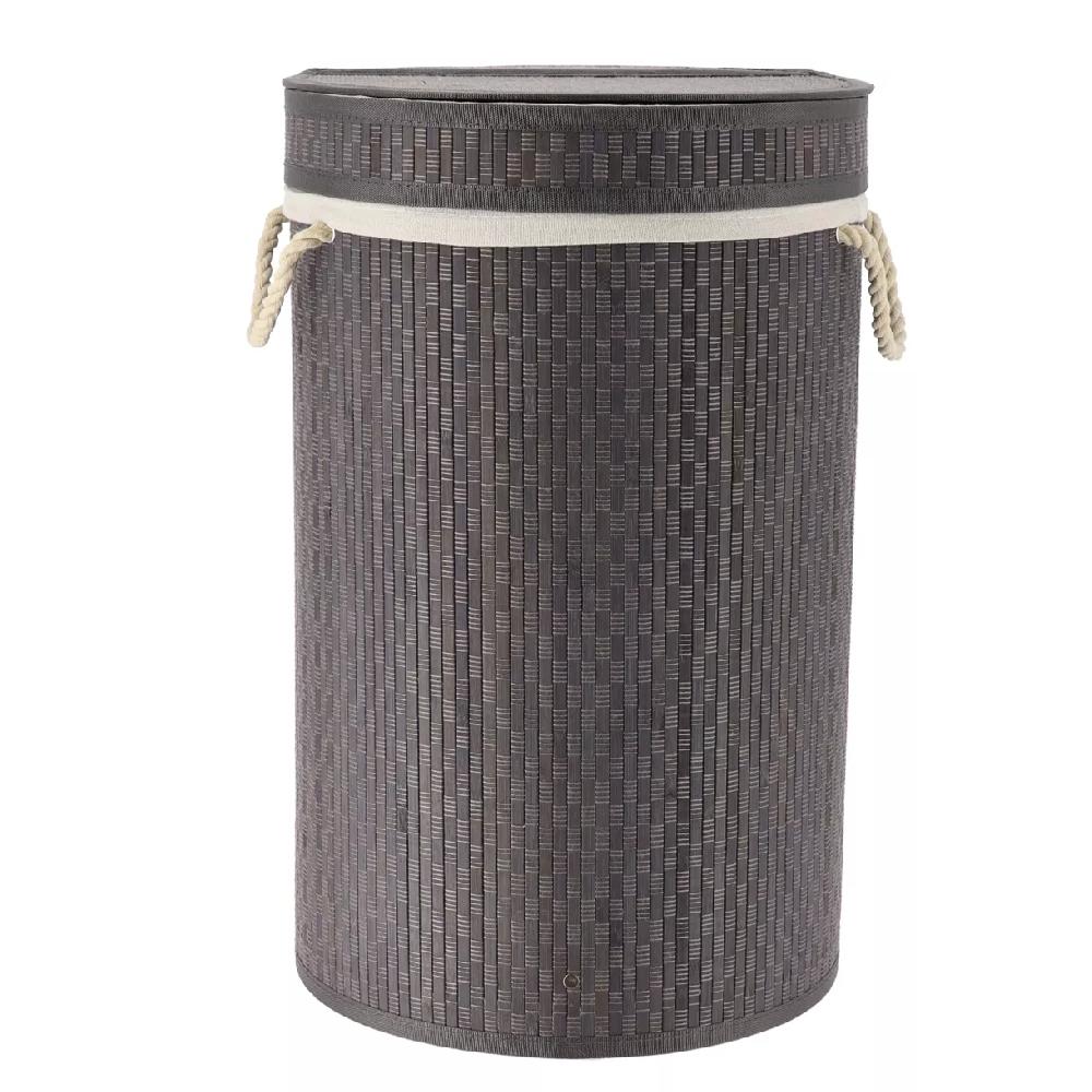 eminza Panier à linge rond et pliable (H55 cm) Damier Gris